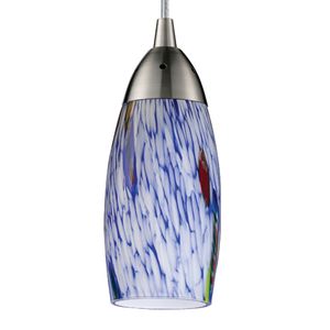 Milan 3'' Wide 1-Light Mini Pendant - Satin Nickel with Starburst Blue Glass 4