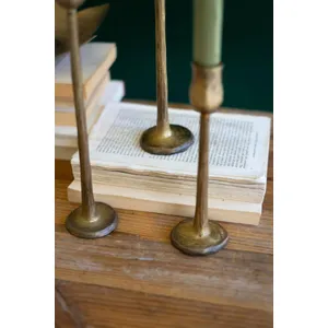 Set of 3 Antique Brass Finish Metal Taper Candle Holders 3