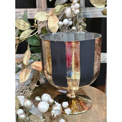 Ebony & Gold Planter Vase 5.5x5.5x7in