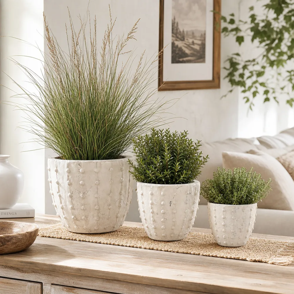 EDGEGATE SET OF 3 IVORY PLANTER 8 (IN)