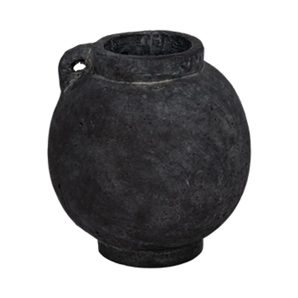 7" BULBOUS JUG WITH HANDLE; BLACK