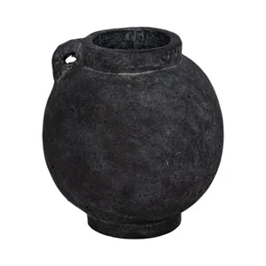 7" BULBOUS JUG WITH HANDLE; BLACK 1