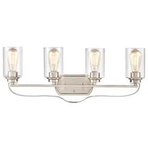 Market Square 28'' Wide 4-Light Vanity Light - Brushed Nickel 1