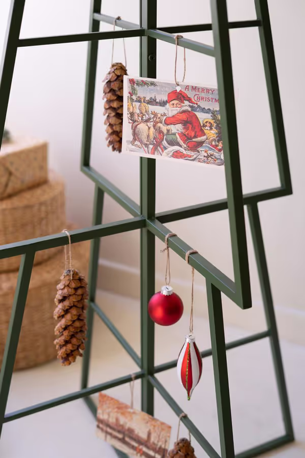 Green Painted Metal Christmas Tree Ornament Display