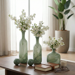 HARSTONRIDGE SET OF 3 GREEN GLASS VASES 19 (IN) 12