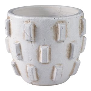8X7" SCULPTURAL HOBNAIL PLANTER, WHITE 1