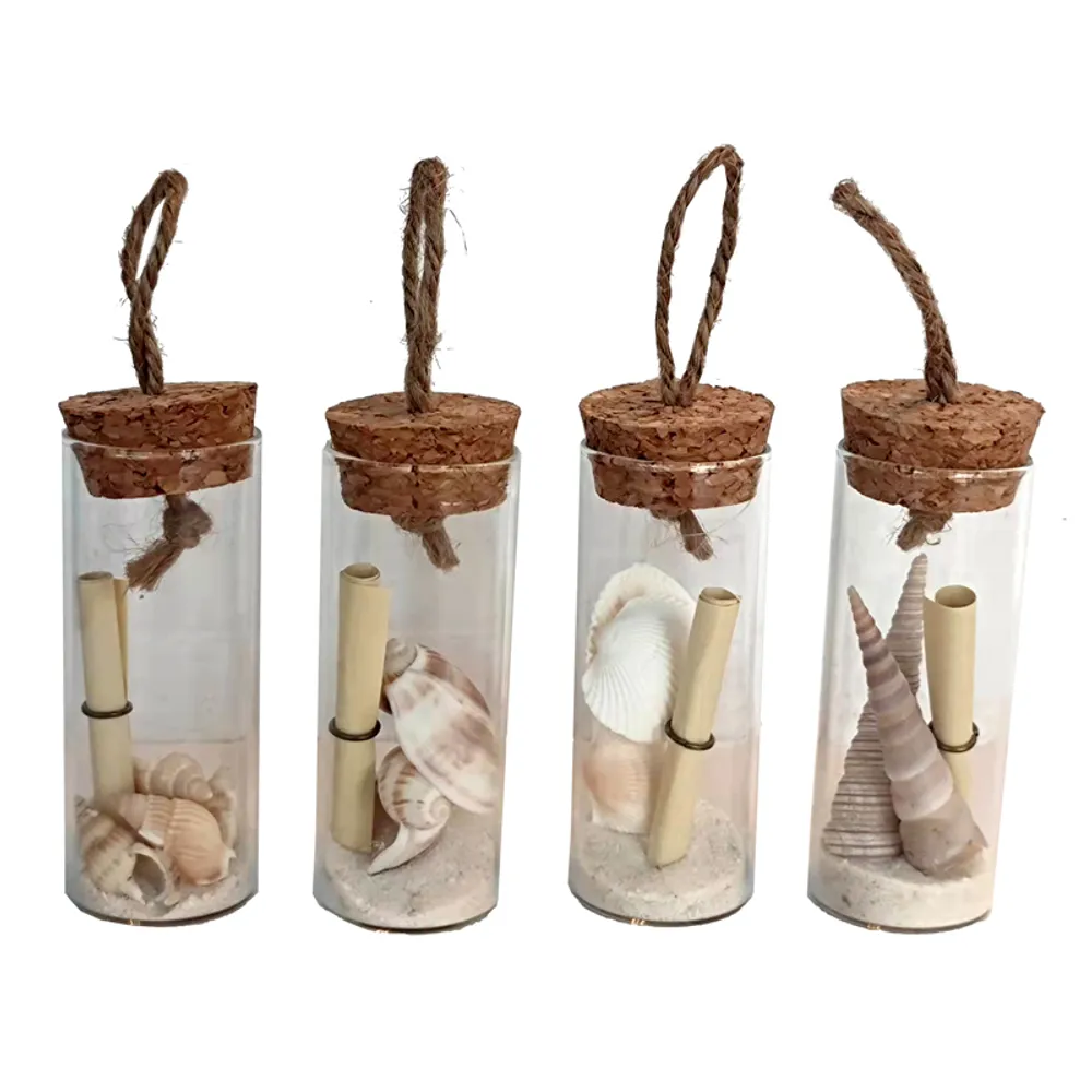 3" GLASS BOTTLE W/ AND SHELLS ORNAMENT