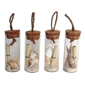 3" GLASS BOTTLE W/ AND SHELLS ORNAMENT 1