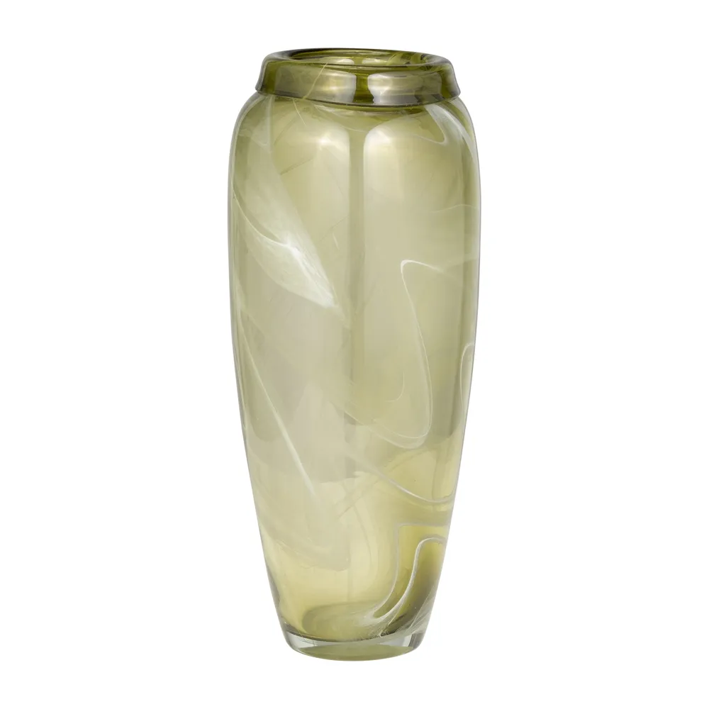 SOLCREST GREEN GLASS VASE 14 (IN)