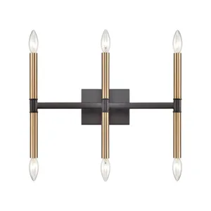 Notre Dame 13'' High 6-Light Bath Bar - Oil Rubbed Bronze and Gold 1