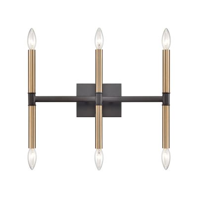 Notre Dame 13'' High 6-Light Bath Bar - Oil Rubbed Bronze and Gold