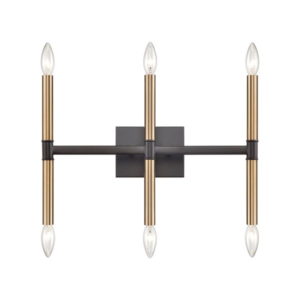 Notre Dame 13'' High 6-Light Bath Bar - Oil Rubbed Bronze and Gold