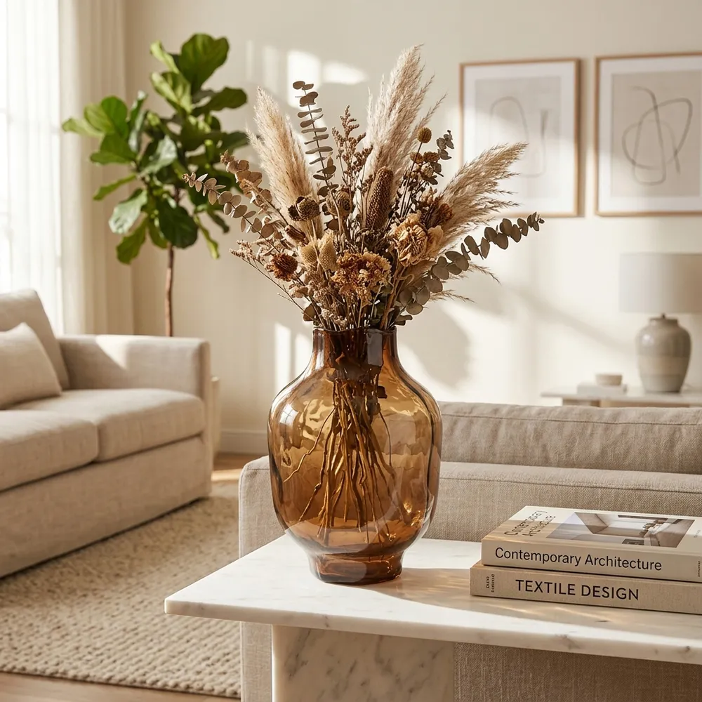 SARAHCLIFF BROWN GLASS VASE 13 (IN)