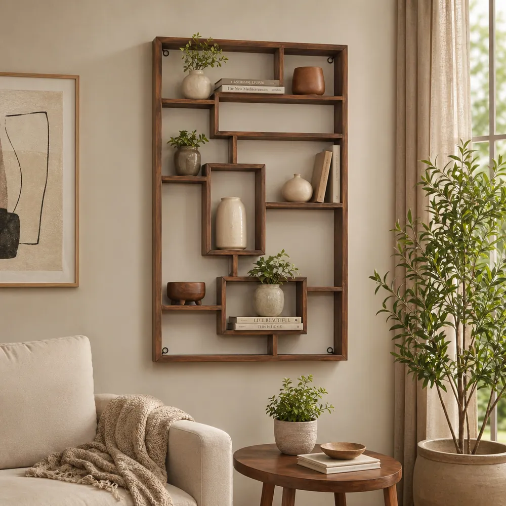 RAFETON BROWN WALL SHELF 39 (IN)