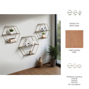 KEATONWOOD SET OF 3 GOLD WALL SHELF 22 (IN) 9