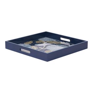 Chrysanthemum Bird Square Lacquer Serving Tray 5