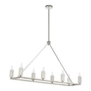 White Stone 48'' Wide 8-Light Linear Chandelier - Polished Nickel 2
