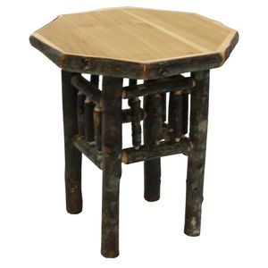 Hickory Log Octagon End Table - Natural 2
