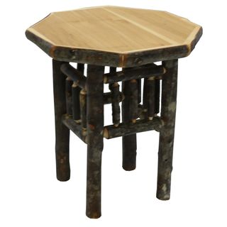 Hickory Log Octagon End Table - Natural