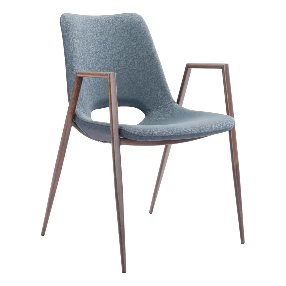 Desi Dining Chair Azure Gray & Walnut