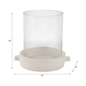 10X10" TERRACOTTA HURRICANE PILLAR HOLDER, WHITE 9