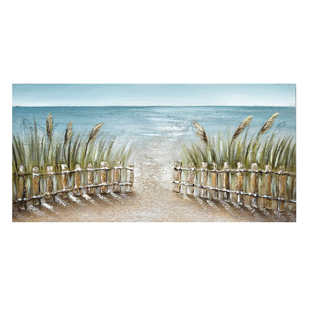 23-1/2" BEACH SCENE W/ FENCE CANVAS ART