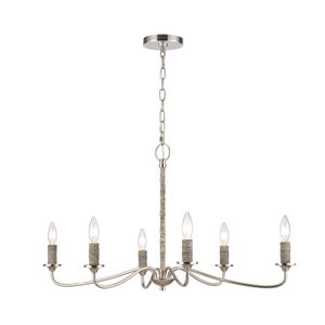 Abaca 32'' Wide 6-Light Chandelier - Polished Nickel 1