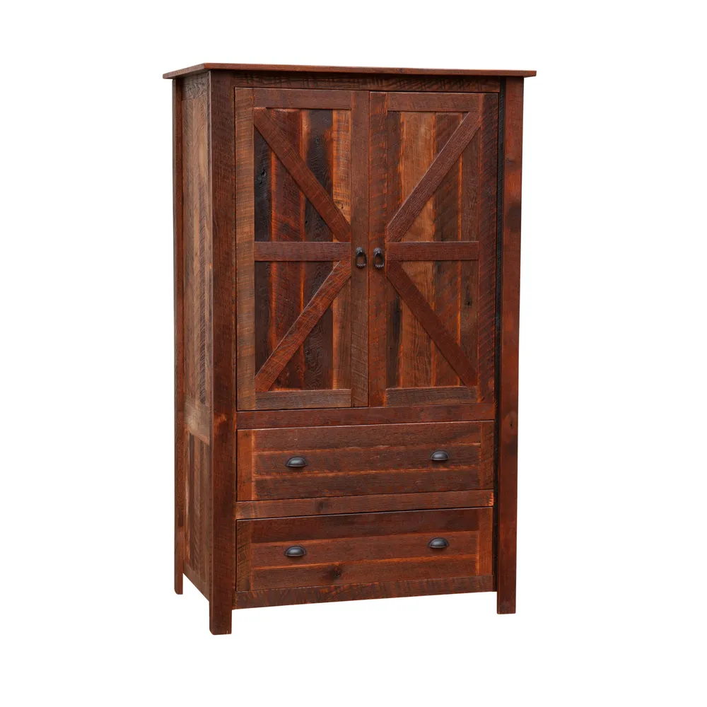 Barnwood Two Drawer Wardrobe with Hanging Rod - Barnwood Legs - Premium Line