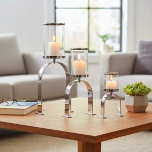 FLYNN SET OF 3 SILVER CANDLE HOLDER 22 (IN) 10