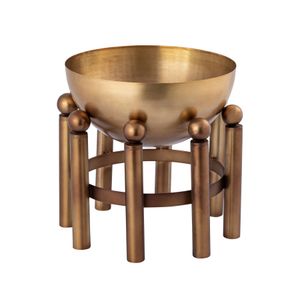 Piston Footed Planter - Large Aged Brass 1