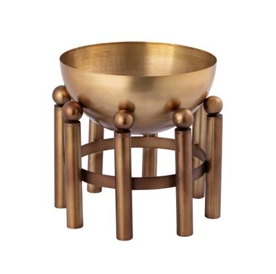 Piston Footed Planter - Large Aged Brass