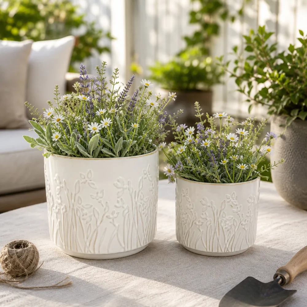 DANEBY SET OF 2 IVORY PLANTER 7 (IN)