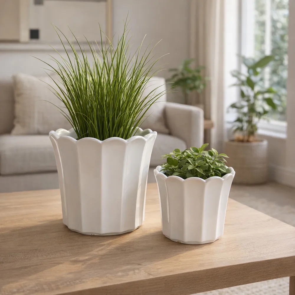 DEANGROVE SET OF 2 WHITE PLANTER 7 (IN)