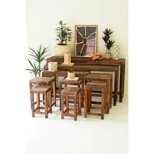 Set of 9 Recycled Wood Display Tables 1