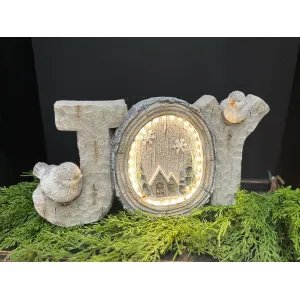 Joy Lighted Christmas Resin Sign 18x5x9in 1
