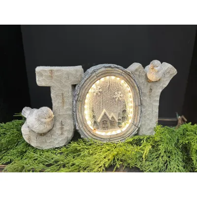 Joy Lighted Christmas Resin Sign 18x5x9in