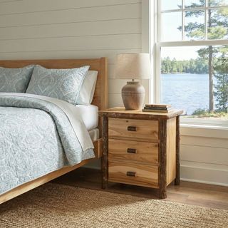 Hickory Log XL Three Drawer Nightstand - Espresso