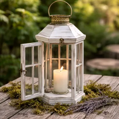 Antique Black Brushed  Lantern 27in