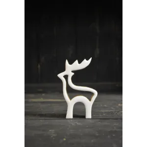 Wooden Hollow Reindeer w/ White Enamel 5.5x8in 3