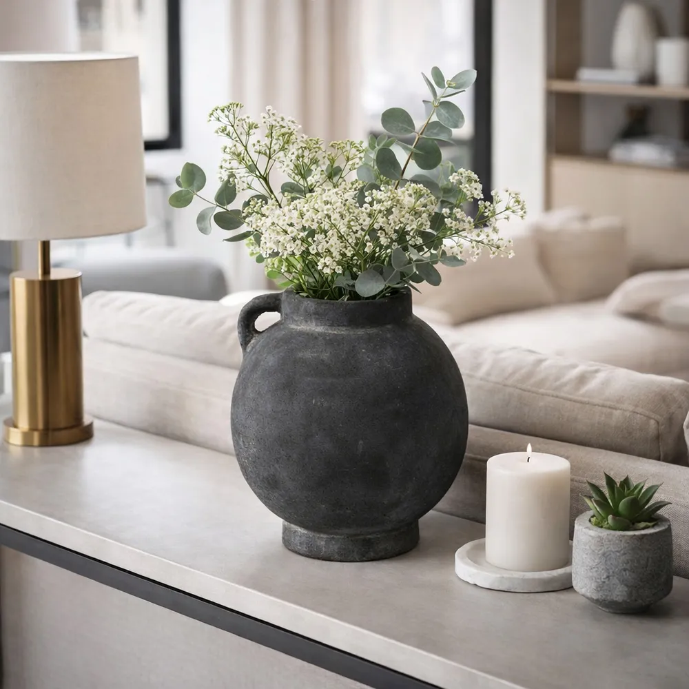 CORBINFORD BLACK VASE 12 (IN)