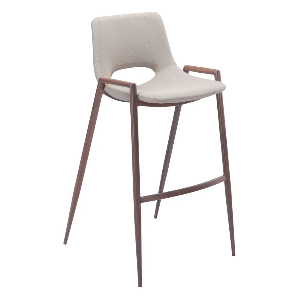 Desi Barstool Beige & Walnut