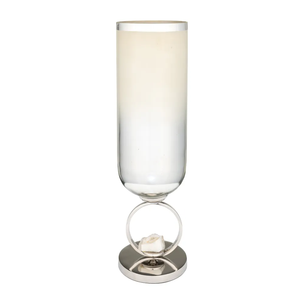 ROCKWIND WHITE GLASS VASE 21 (IN)