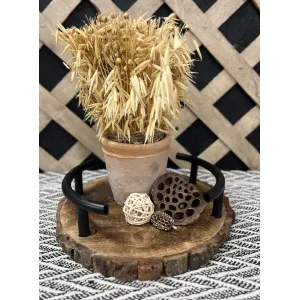 Dark Wood Bark Tray With Aluminum Handle 10x10x3in 3