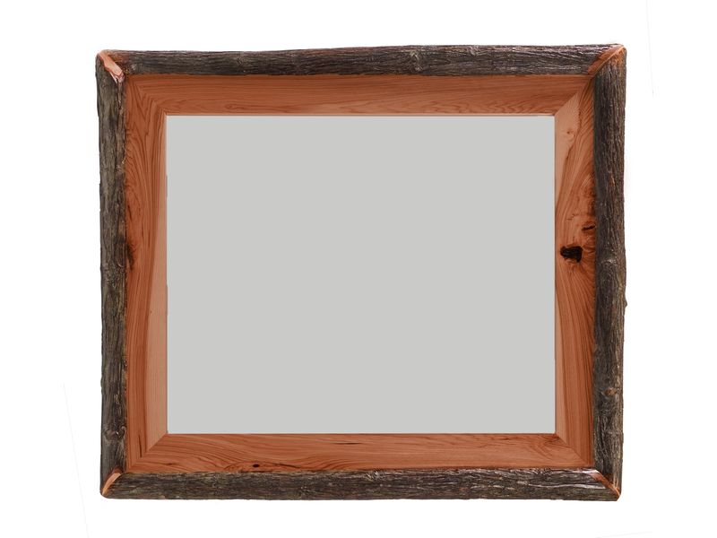 Hickory Log  Mirror - With Glass - Cinnamon - 32"W x 36"H 1