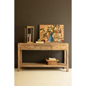 Reclaimed Wood Three Drawer Console 1