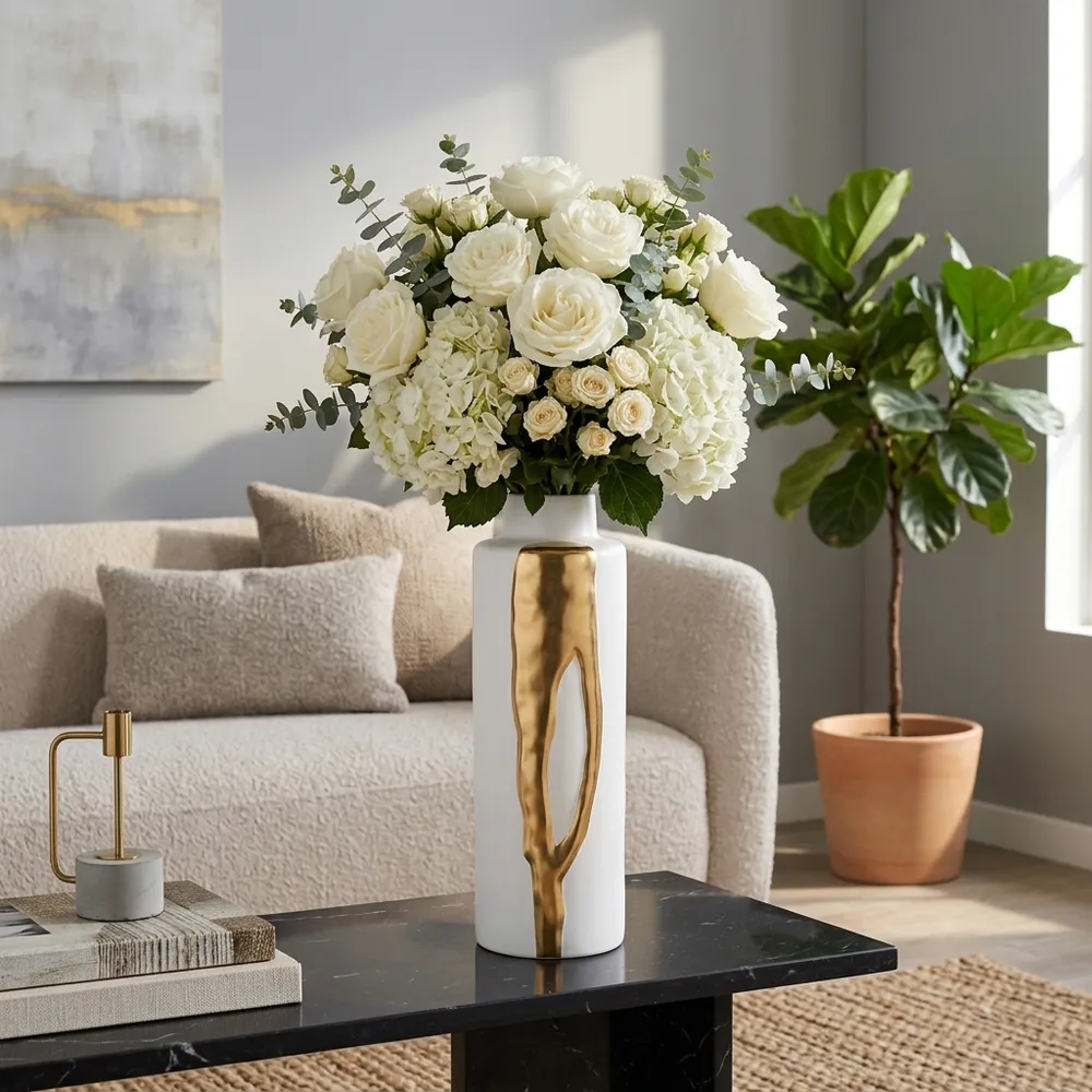JUNEROSE WHITE VASE 20 (IN)