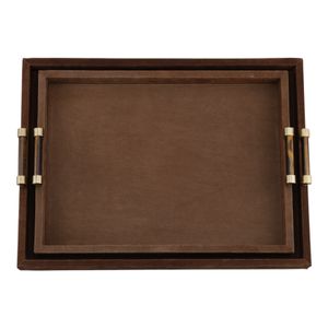 BERGENMILL SET OF 2 BROWN TRAY 3 (IN) 7