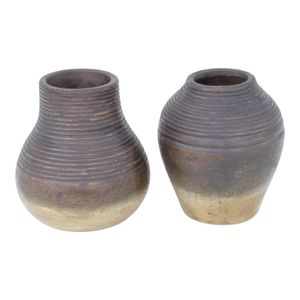 DRAPERFIELD SET OF 2 BROWN VASES 6 (IN) 3
