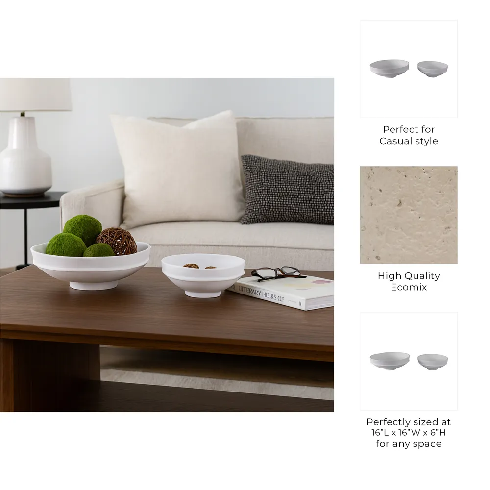 DEANWOOD SET OF 2 WHITE BOWLS 6 (IN)