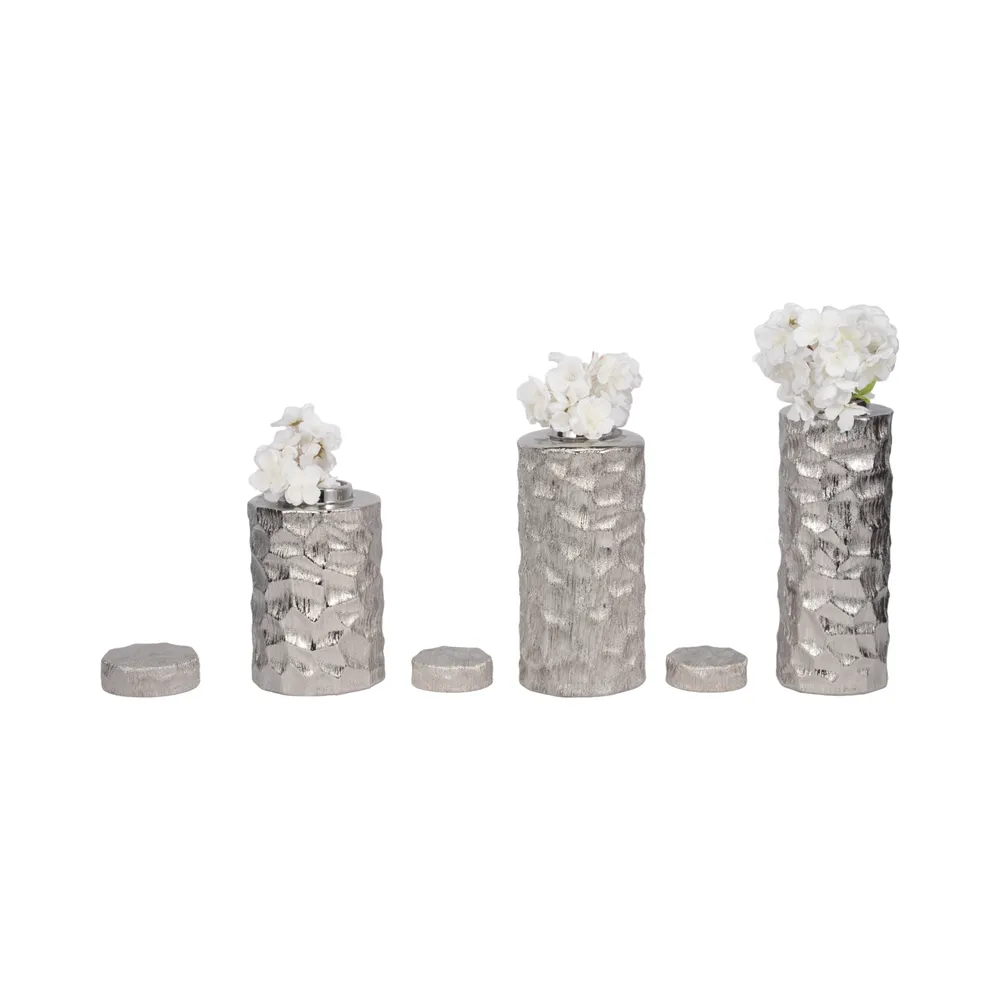 HENDONVIEW SET OF 3 SILVER VASES 14 (IN)